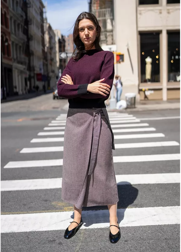 Burgundy Sweater & Wrap Midi Skirt Outfit