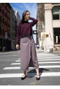 Burgundy Houndstooth Wrap Skirt with Bow