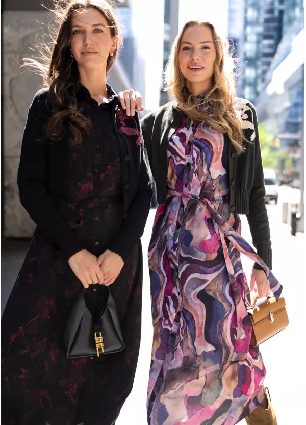 Black Layered Outfit with Printed Midi Dress