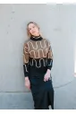 Olive Black Patterned Mock Neck Sweater