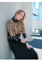 Olive Black Patterned Mock Neck Sweater