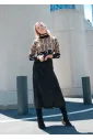 Olive Black Patterned Mock Neck Sweater