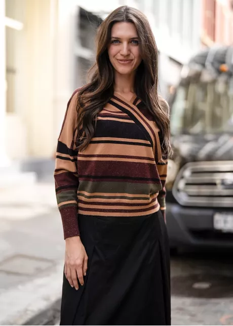 Autumn Stripe Knit Top & Skirt Outfit