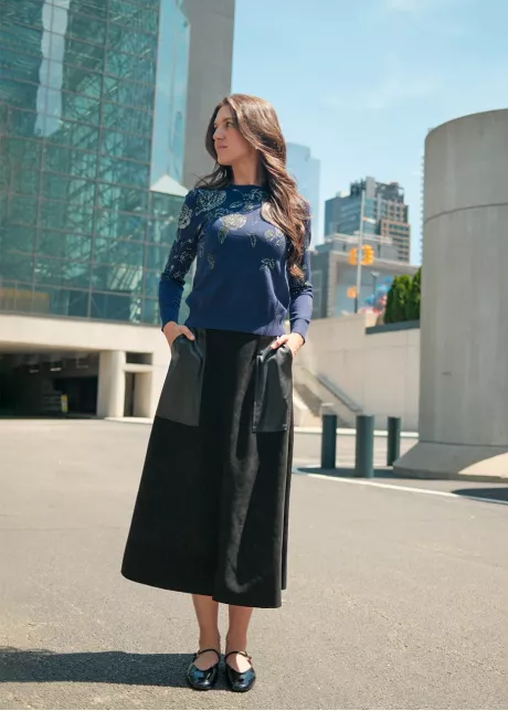 Midnight Bloom Sweater & Skirt Outfit