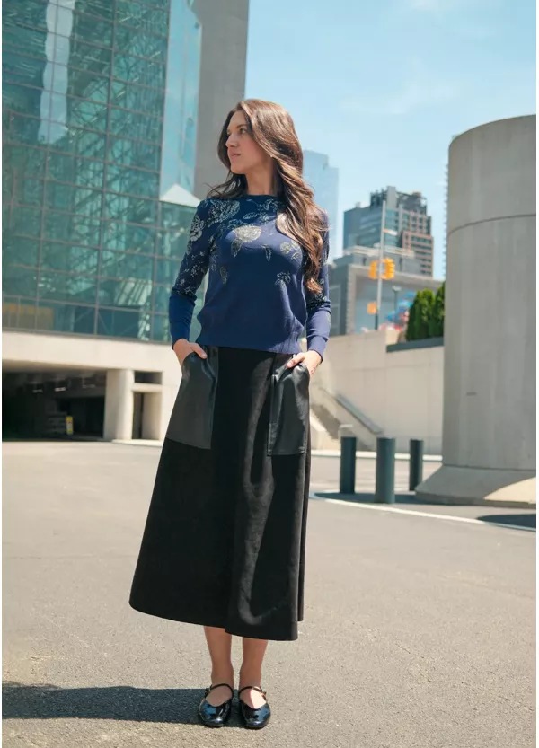 Midnight Bloom Sweater & Skirt Outfit