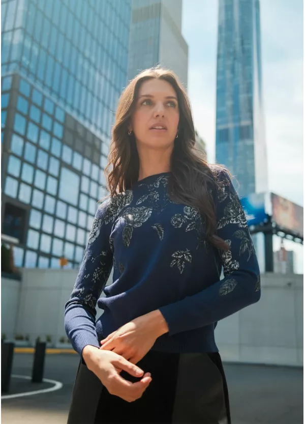 Midnight Bloom Sweater & Skirt Outfit