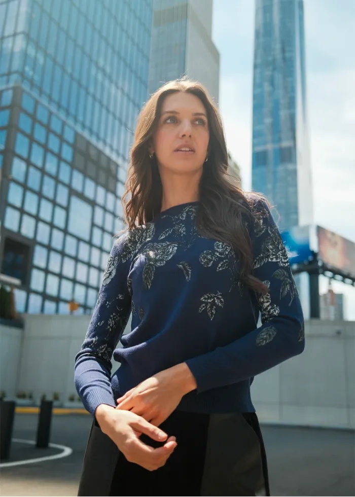 Midnight Bloom Sweater & Skirt Outfit