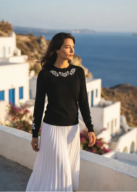 Polished in Black & White Pleated Midi Outfit