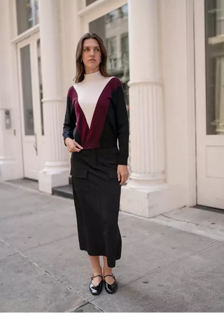 Black Midi Skirt with Cargo Pockets