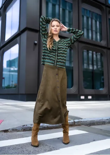 Green Chevron Knit Fall Outfit