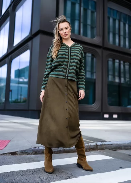 Green Chevron Knit Fall Outfit