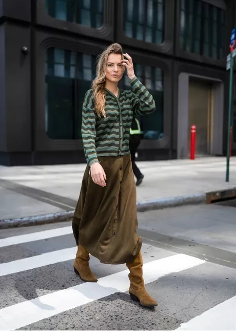 Green Chevron Knit Fall Outfit