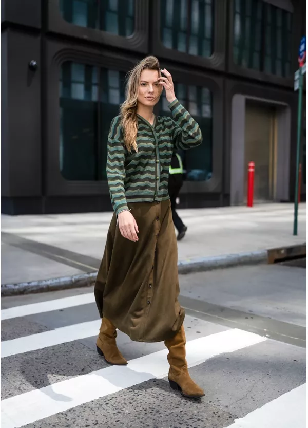 Green Chevron Knit Fall Outfit