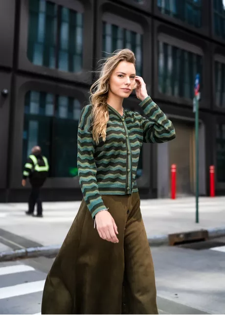 Green Chevron Knit Fall Outfit