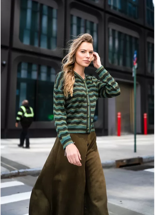 Green Chevron Knit Fall Outfit