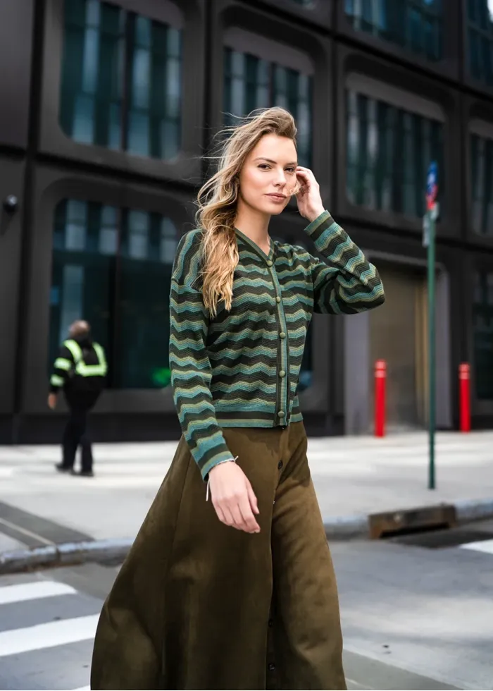 Green Chevron Knit Fall Outfit
