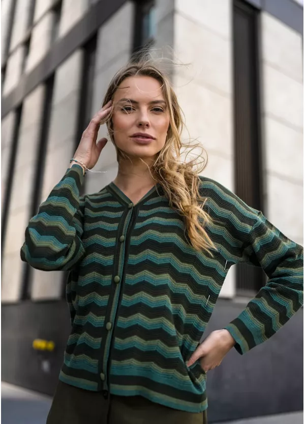 Green Chevron Knit Fall Outfit