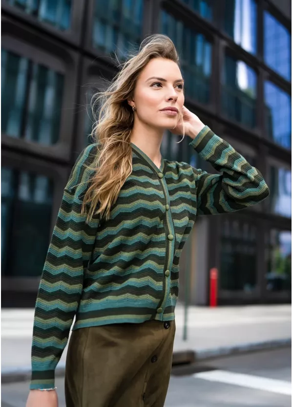 Green Chevron Knit Fall Outfit