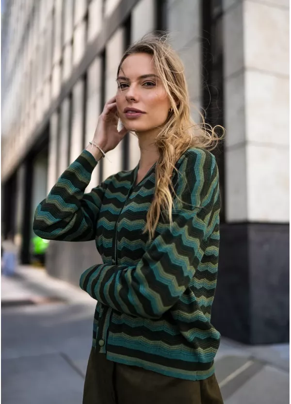 Green Chevron Knit Fall Outfit