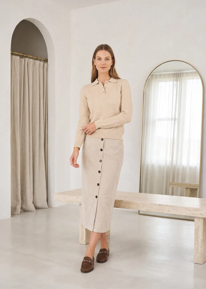 The Beige Waffle Polo Outfit