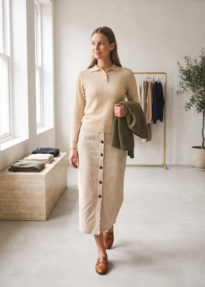 The Beige Waffle Polo Outfit