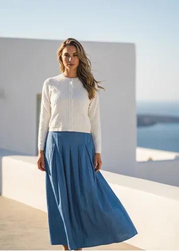 Light Layered Outfit in White and Blue