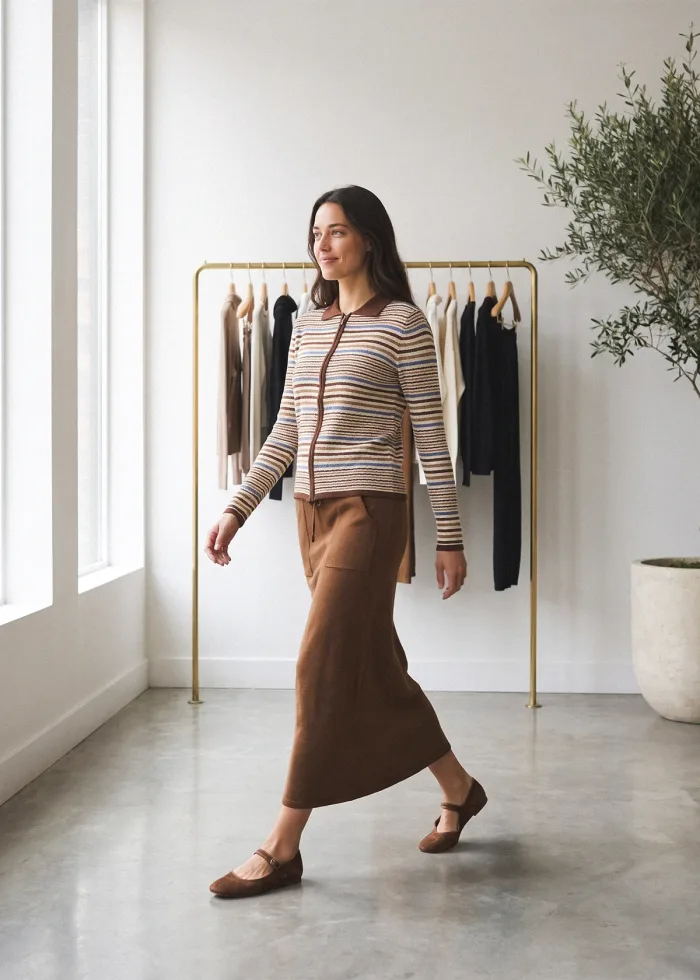 The Camel Retro Stripe Outfit