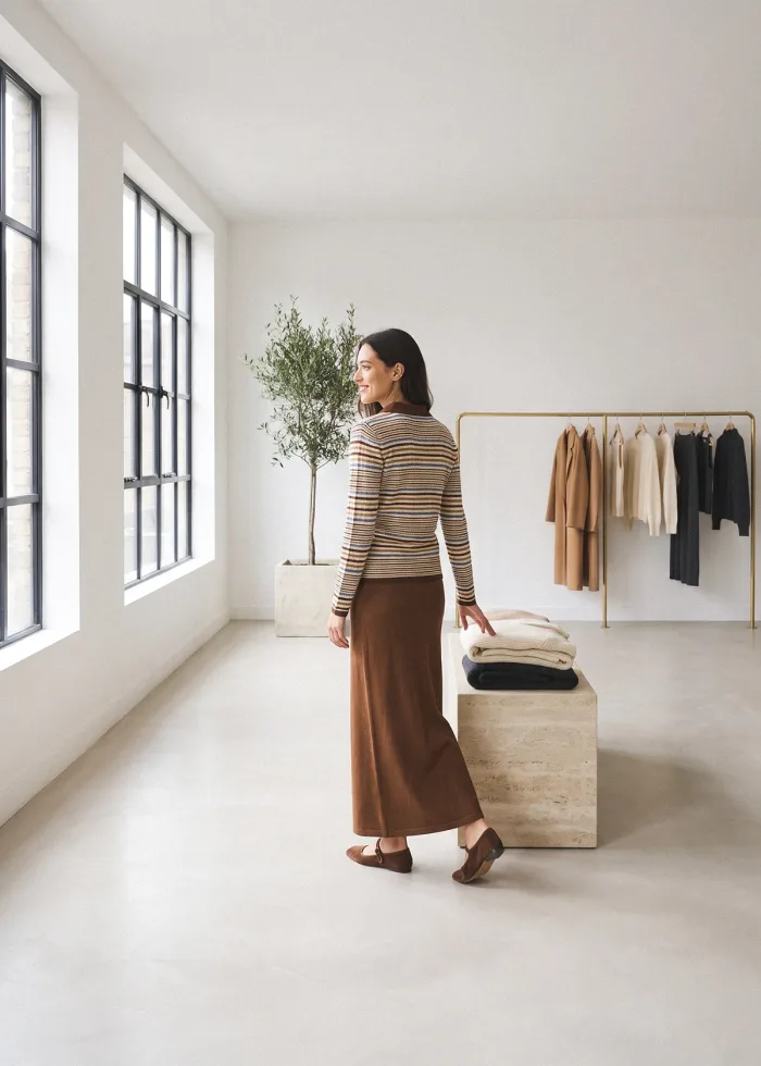 The Camel Retro Stripe Outfit