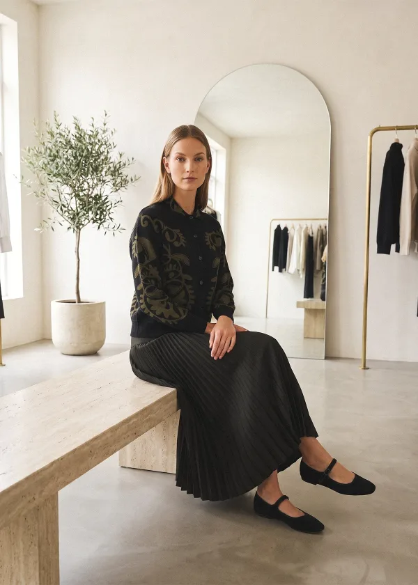 The Olive Paisley Cardigan Outfit