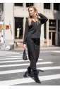 Black Knit Skirt with Buttons and Pockets