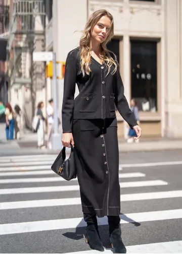 Midnight Buttons Knit Set