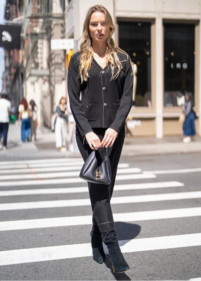 Black Knit Cardigan with Buttons and Pockets