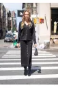 Black Knit Skirt with Buttons and Pockets