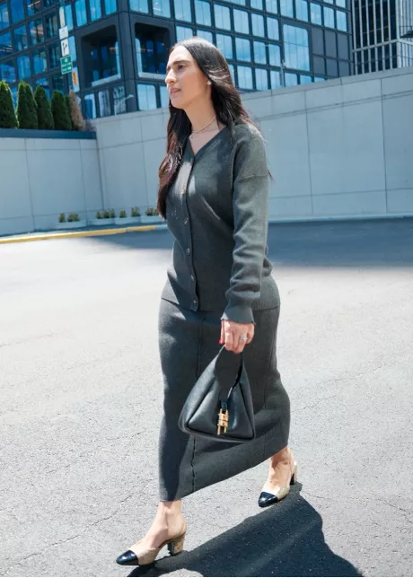 Charcoal Knit Cardigan & Skirt Set