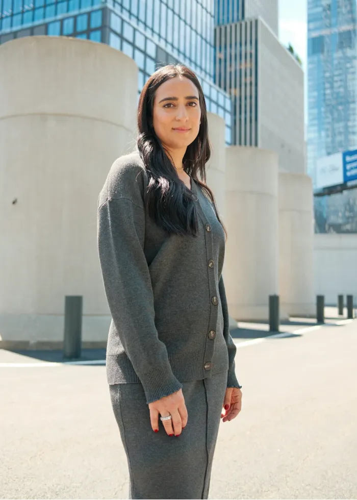 Charcoal Knit Cardigan & Skirt Set