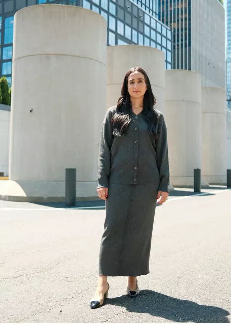Charcoal Knit Cardigan & Skirt Set