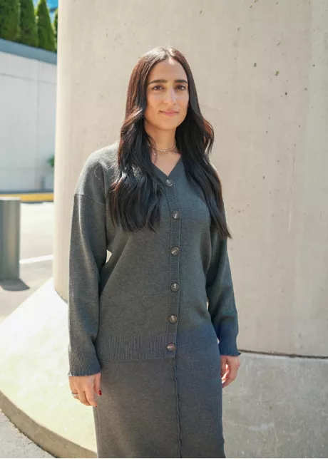 Charcoal Knit Cardigan & Skirt Set