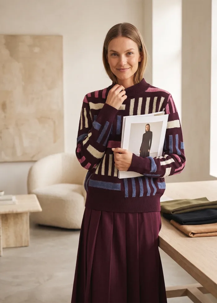 The Burgundy Geometric Outfit