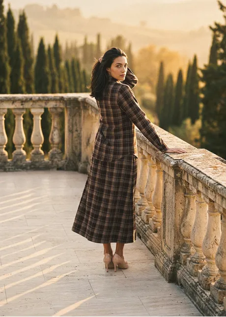 Burgundy Plaid Shirt and Skirt Set