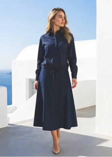 Navy Denim Blouse and Skirt Set – Three Ways