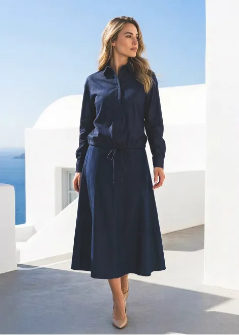 Navy Denim Blouse and Skirt Set – Three Ways