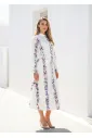 Soft Floral Stripe Blouse & Flow Skirt Set
