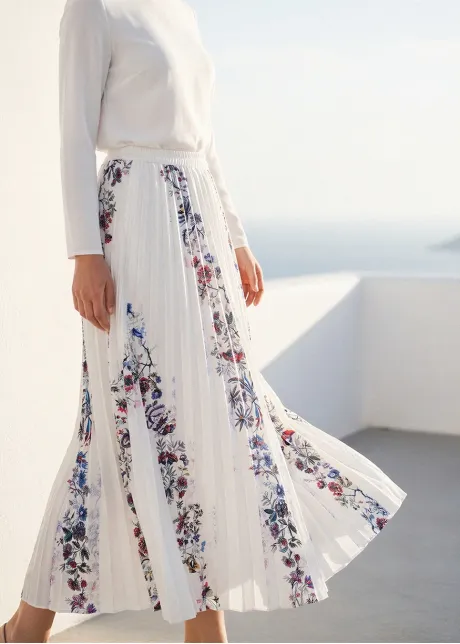 Soft Floral Stripe Blouse & Flow Skirt Set