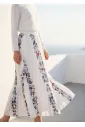 Soft Floral Stripe Blouse & Flow Skirt Set
