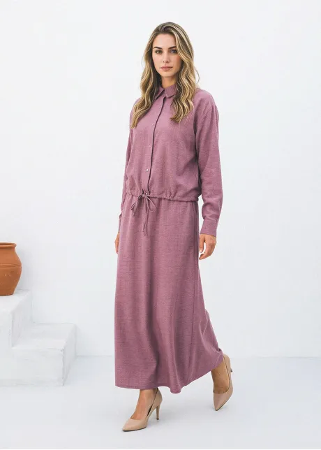 Mauve Drawstring Blouse and Maxi Skirt Set