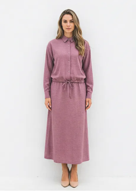 Mauve Drawstring Blouse and Maxi Skirt Set