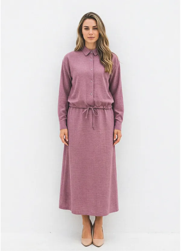 Mauve Drawstring Blouse and Maxi Skirt Set