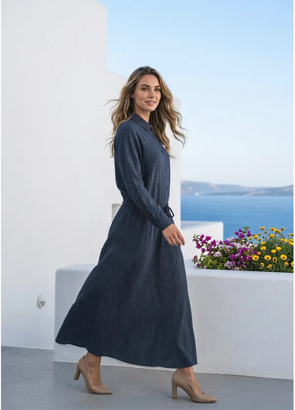 Navy Two-Piece Set with Structured Waist