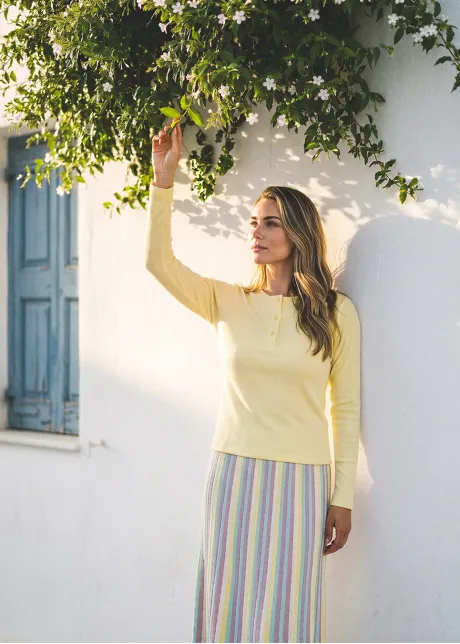 Light & Easy Stripe Skirt Outfit with Button Top