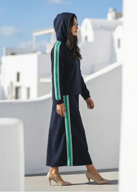 Navy Two-Piece Set with Side Stripe Detail